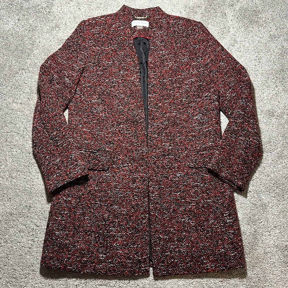 Calvin Klein Tweed Topper Jacket Open Front Collarless - Size 10 - Picture 2 of 16